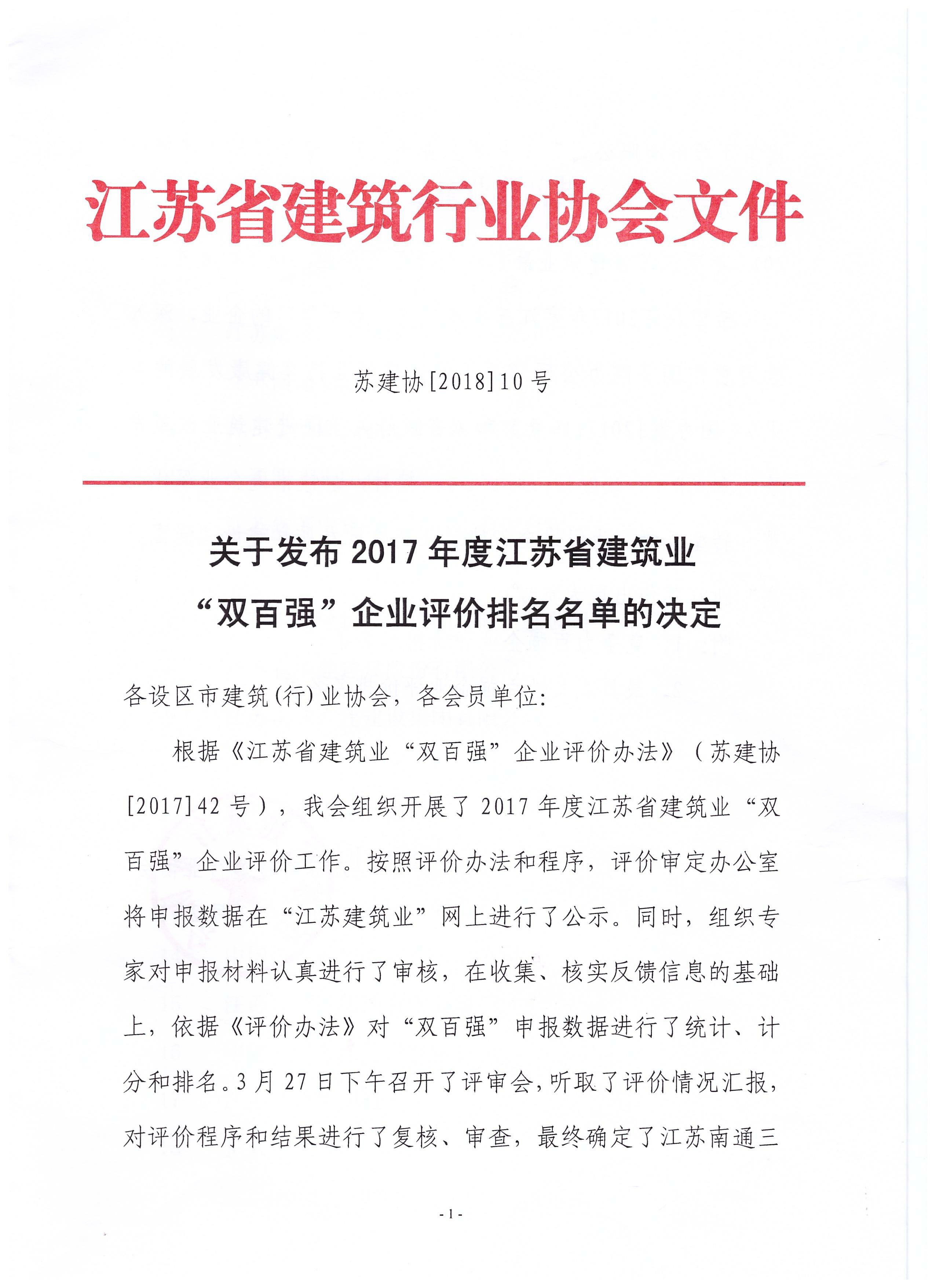 集團公司蟬聯(lián)江蘇建筑業(yè)成長性百強企業(yè)前列 集團公司蟬聯(lián)江蘇建筑業(yè)成長性百強企業(yè)前列